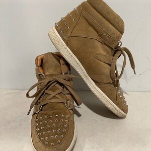 Sandro Tan Studded Sneakers